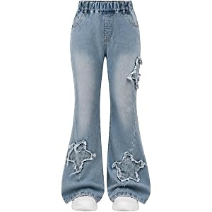 Kxuryueo Girls Jeans Wide Leg Denim Pants Tween Teen Girls Trendy Clothes Size 7-13 Years