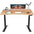 FLEXISPOT E8 Dual Motor 3 Stages Bamboo Electric Standing Desk 72x30 Inch Oval Leg Whole-Piece Board Height Adjustable Desk Electric Stand Up Desk Sit Stand Desk (Black Frame + Bamboo Curved Desktop)