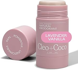 Cleo+Coco Extra Strength Deodorant Balm, Lavender Vanilla (2.2 oz), Natural Aluminum Free Deodorant for Women & Men with 5X O