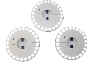 EcoGecko 3-Pack Round White LED Lights, 7-Inch Diameter, Fits 1-1.6 Inch Pole, Battery Operated, 100,000 Hour Lifespan