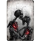Letnspk The Lovers Skull Wall Decor Black and White Skeleton Metal Siign Gothic Room Decor Aesthetic Wall Art for Bedroom Living Room 12