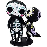 Sugar Skull Couple Figurine Statue Couples Cute Skeleton Mexican Halloween Day of The Dead Figurines Valentine's Day Decor(kiss)