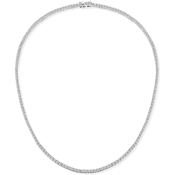 TIKJE Tennis Necklace 925 Sterling Silver| 2mm Round Cubic