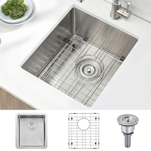 BOOMHOZE STAINLESS STEEL UNDERMOUNT BAR SINK, 15 X...