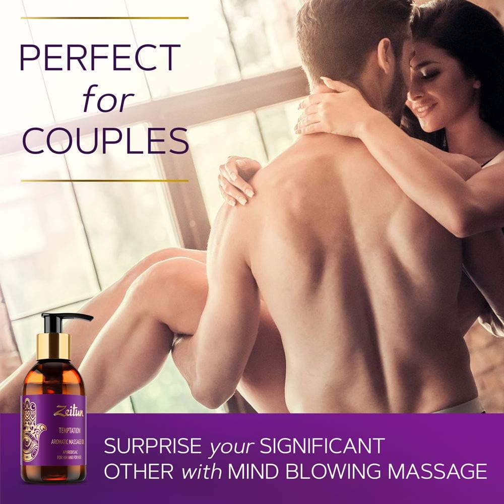 Sensual Massage Oil - Temptation - Natural Aphrodisiac Massage Oils for Couples - Aromatherapy Essential Body Oil with Ylang-Ylang, Neroli, Patchouli, Rose & Vitamin E | Spa & Skin Therapy, 3.4 fl Oz: Health & Personal Care