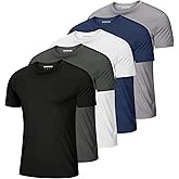 MAGCOMSEN 5 Pack Men's Short Sleeve UPF 50+ Shirts Dry Fit Athletic Rash Guard Workout Running Swim Gym Performance Tshirts