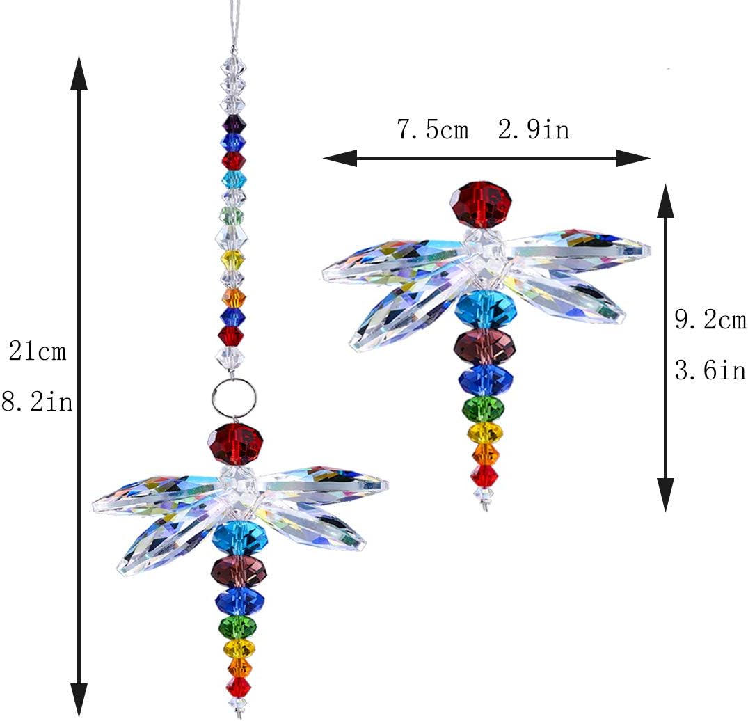 YUFENG Animal Dragonfly Pendant Chandelier Crystal Ball Prisms Rainbow Beads Chakra Suncatcher Home Windows Decor, New Crystals - Image 3