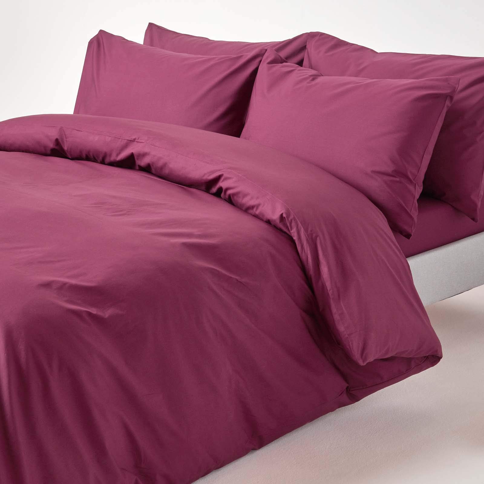 HOMESCAPES Plum Purple Pure Egyptian Cotton Duvet Cover Set Single 200 TC 400 Thread Count Equivalent Pillowcase Included Quilt Cover Bedding Set — image 1