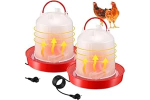 6L Heated Chicken Waterer for Winter, Automatic Thermostatically Controlled Heated 6L Outdoor Hanging Heated Poultry Waterer,