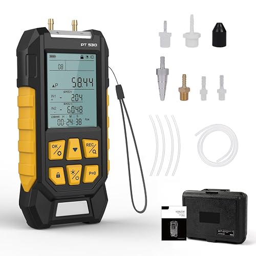 PT530 Manometer Gas Pressure Tester,HVAC Dual-Port High-Pressure ...