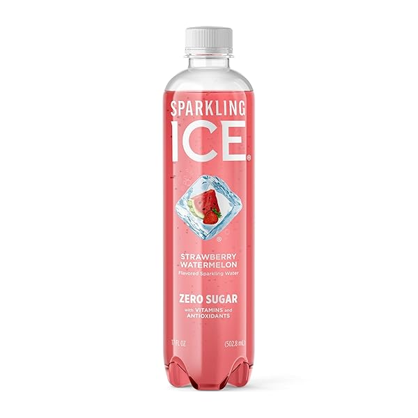 SPARKLING ICE, STRAWBERRY WATERMELON SPARKLING WATER, ZERO SUGAR FLAVORED WATER, WITH ANTIOXIDANTS AND VITAMINS, 17 FL OZ BOTTLE