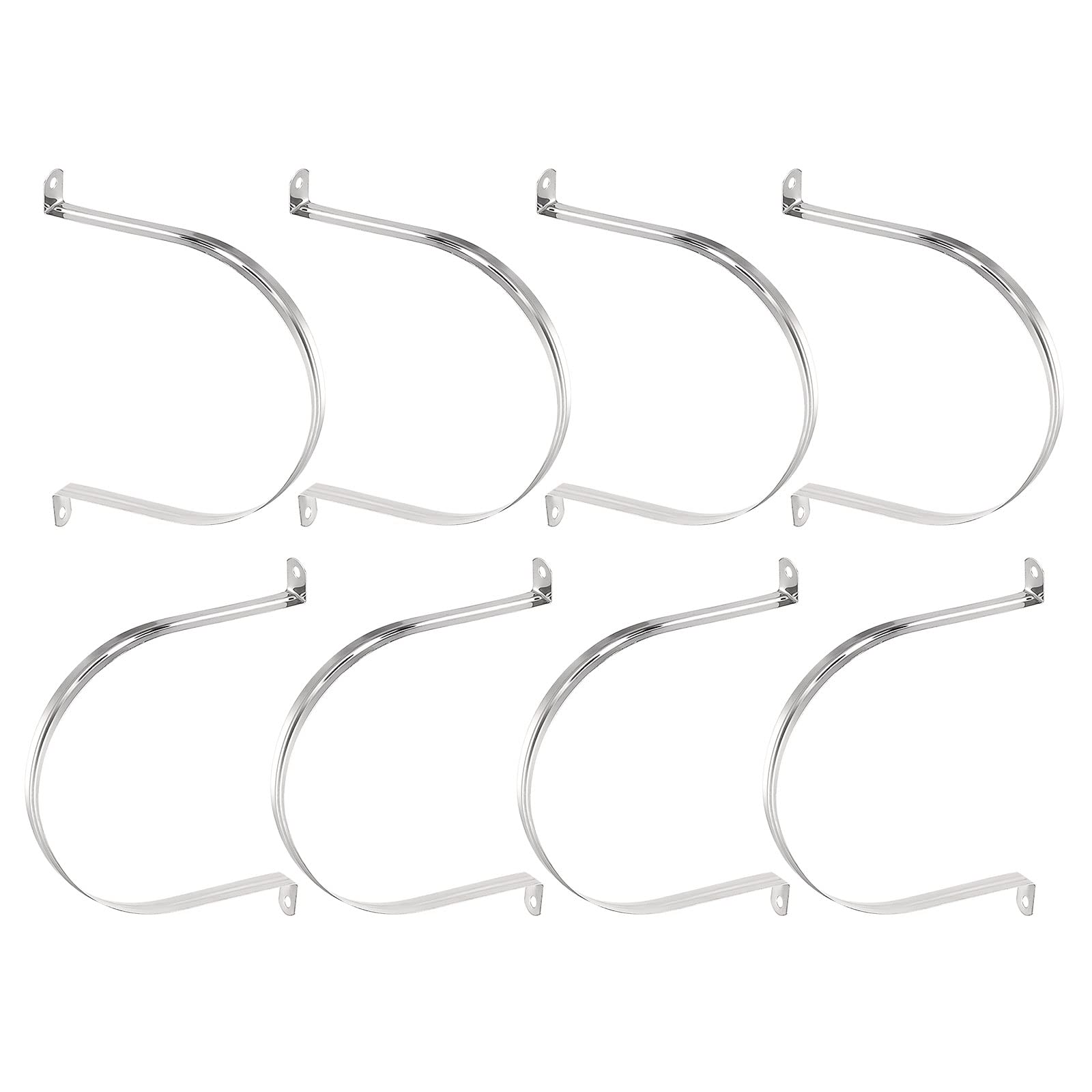 DTGN 18mm(W) Two Hole Strap - 8Pack - Good for Industrial 160mm Dia Pipe Fixing - 201 Stainless Steel Rigid Pipe Strap Clamp - Silver Tone — image 1