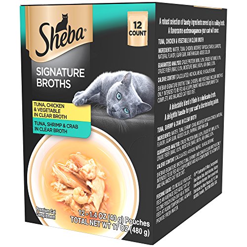 Sheba Signature Broths Multipack Tuna, Chicken, Vegetable & Tuna, Shrimp, Crab In Clear Broth (24 Count)