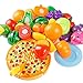 YIFAN 24Pcs Plastic Fruit Vegetable Kitchen Cutting Toy, Early Development and Education Toy for Baby Kids Children