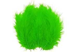 LWINGFLYER 100pcs Yellow Green Feathers Fluffy Turkey Marabou Feathers 4-6 Inches for Crafts Dream Catcher Fringe Trim Colored Feathers Fly Tying Material