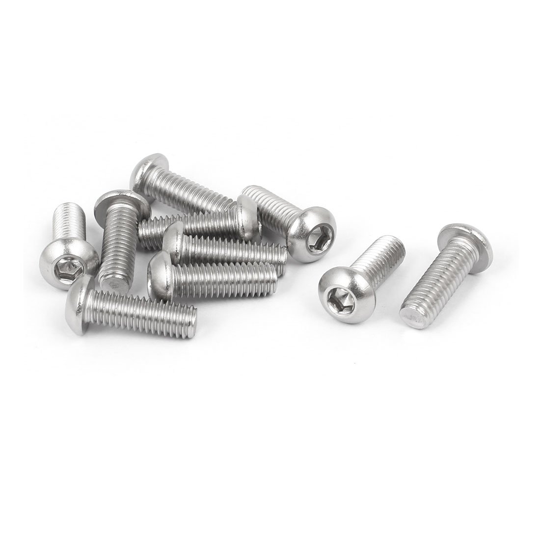 Sourcingmap M6x18mm 316 Stainless Steel Button Head Hex Socket Cap Screw Bolt Fastener 10pcs