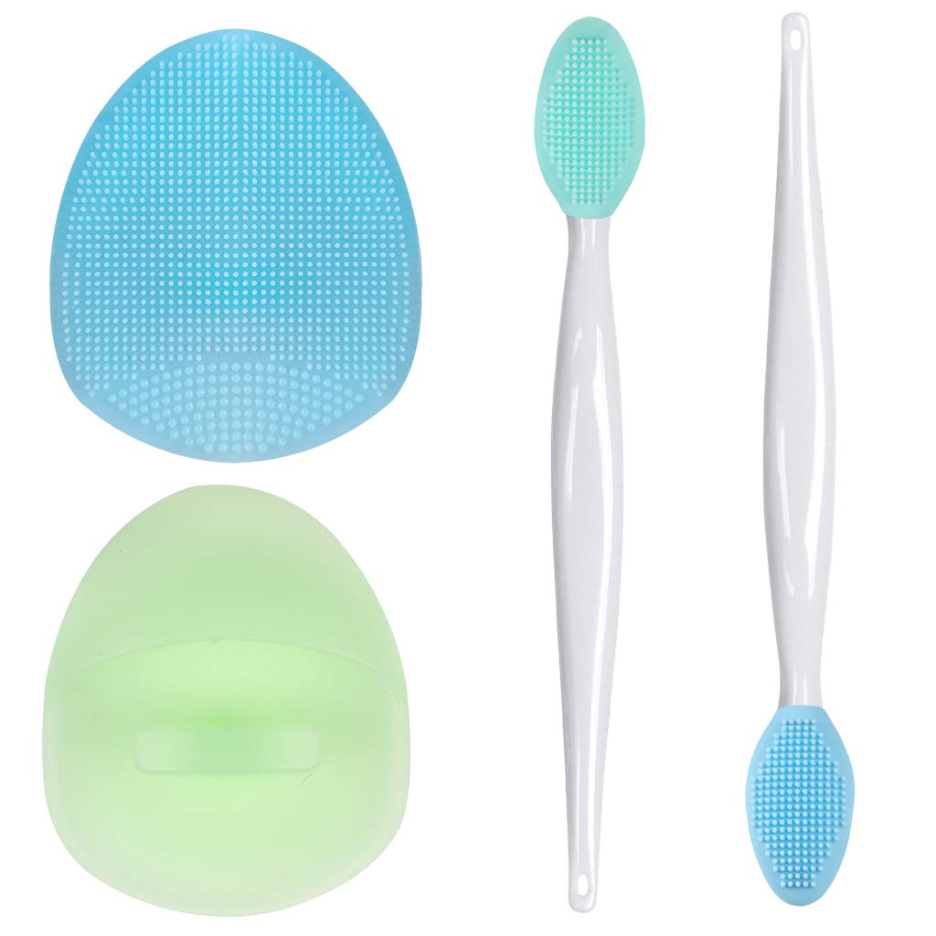 Ewinever Facial Cleansing Brush, Silicone Face Scrubber + Lip Scrubber Brush Exfoliating Brush For Sensitive Delicate Dry Skin (Set of 4PCS): Beauty