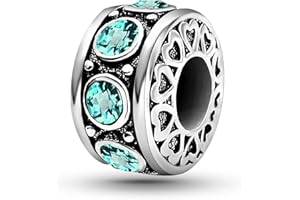 KunBead January-December Birthstone Birthday Heart Bead Charms Compatible with Pandora Bracelet for Mom Daughter Grandma Granddaughter Nana Auntie Wife Sister Best Friend