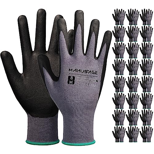 Manusage Safety Work Gloves Men and Women, Microfoam Nitrile Work Gloves XLarge…