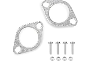 Ferianl 2PCS Exhaust Flange Gasket, 2Inch 2 Bolt Gasket, Replaces OEM#120-06310-0002, Muffler Gasket with Bolt & Nut, Car Accessories for Car Truck