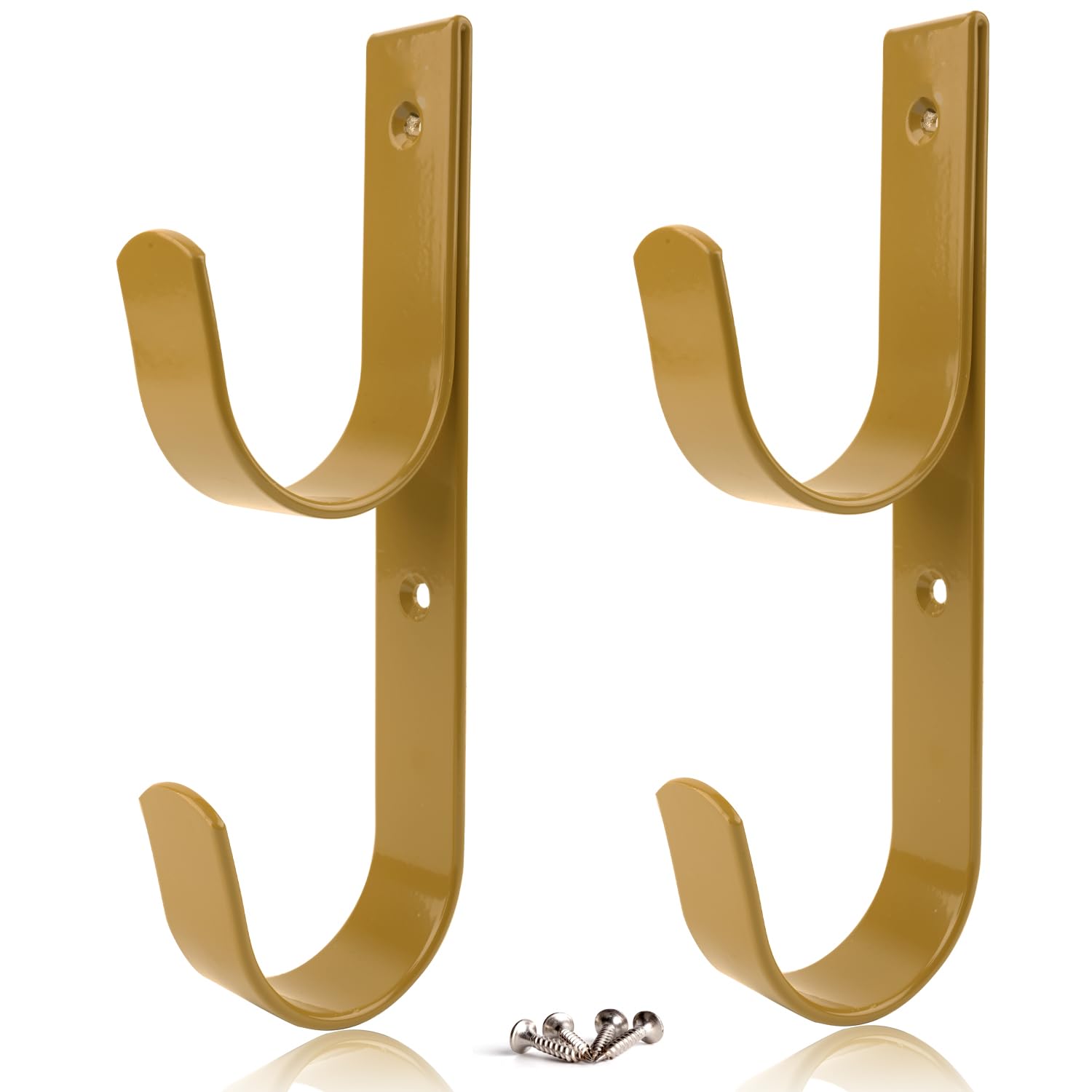 2 PCS Set Wide Pool Pole Hangers Heavy Duty Aluminium Holder Hooks with Screws Perfect Hook Holders for Swimming Pool,Telescopic Poles,Skimmers,Nets Brushes,Vacuum Hose,Garden Equipment Etc (Brown)
