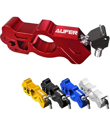 Antivol Guidon Moto FINELYCR - Verrou Accélérateur Rouge - Alliage Aluminium Pour Moto/Scooter/VTT