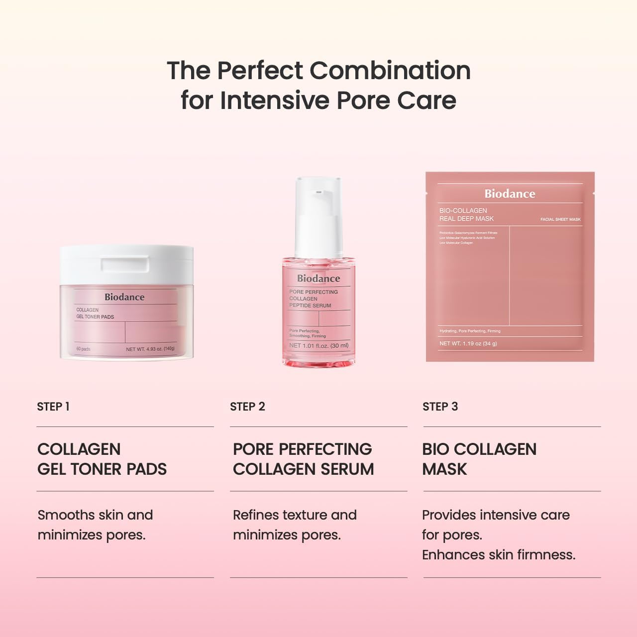 BIODANCE Pore Perfecting Collagen Peptide Serum, Skin Firming & Radiance Boost, Plumping, Pore Care, Makeup Prep Serum for All Skin Types, Korean Skincare, Stocking Stuffers | 1.01 fl.oz x 1 ea