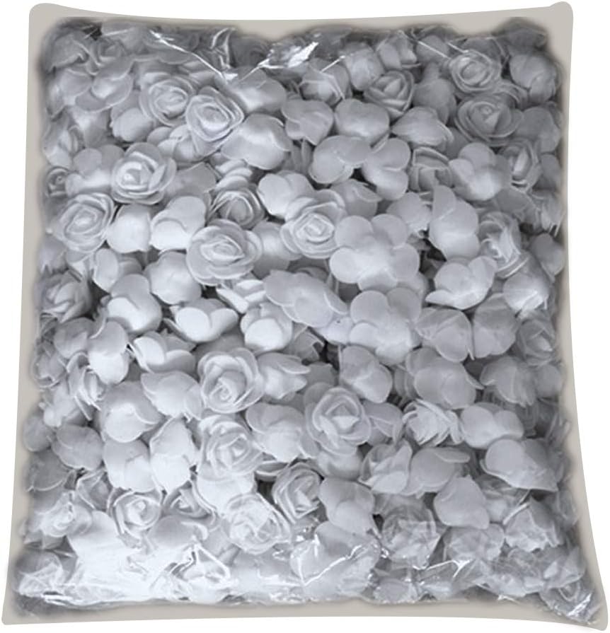 Vito546rton 500Pcs PE Foam Rose Head Artificial Flower for DIY Bear Doll Wedding House Decor Grey