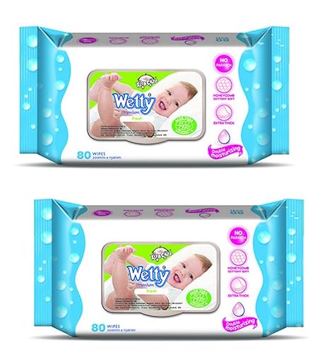 Wetty Premium Wet Wipes - Fresh (80 + 80 Count)
