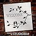 Welcome Stencil with Birds by StudioR12 | Love Birds and Branches Word Art - Reusable Template | for Painting Wood Signs | Front Porch or Patio | Use for Crafting, DIY Home Deco Select Size (9