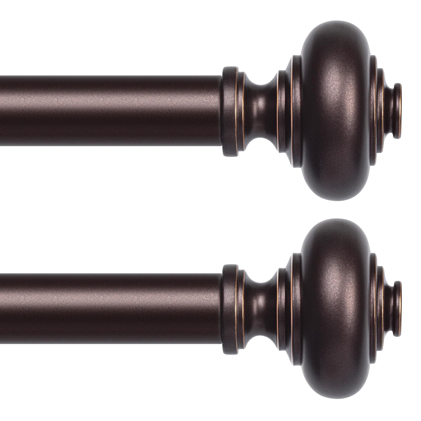 Photo 1 of 2 Pack Bronze Curtain Rods for Windows 30 to 56 Inch, Decorative Heavy Duty Single-Side Adjustable 1'' Antique Brown Curtain Rod, Vintage Rustic Metal Drapery Pole Set for Farmhouse Bedroom