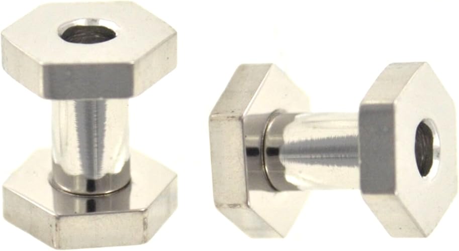 Amazon ねじ式六角形トップ ボトムイヤートンネルプラグ ステンレススチールゲージ 6g 4mm メンズ 通販