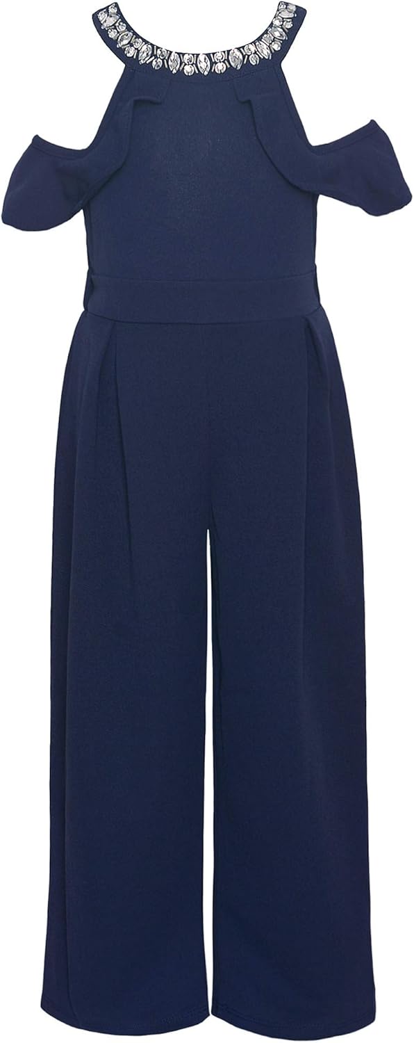 navy cold shoulder jumpsuit