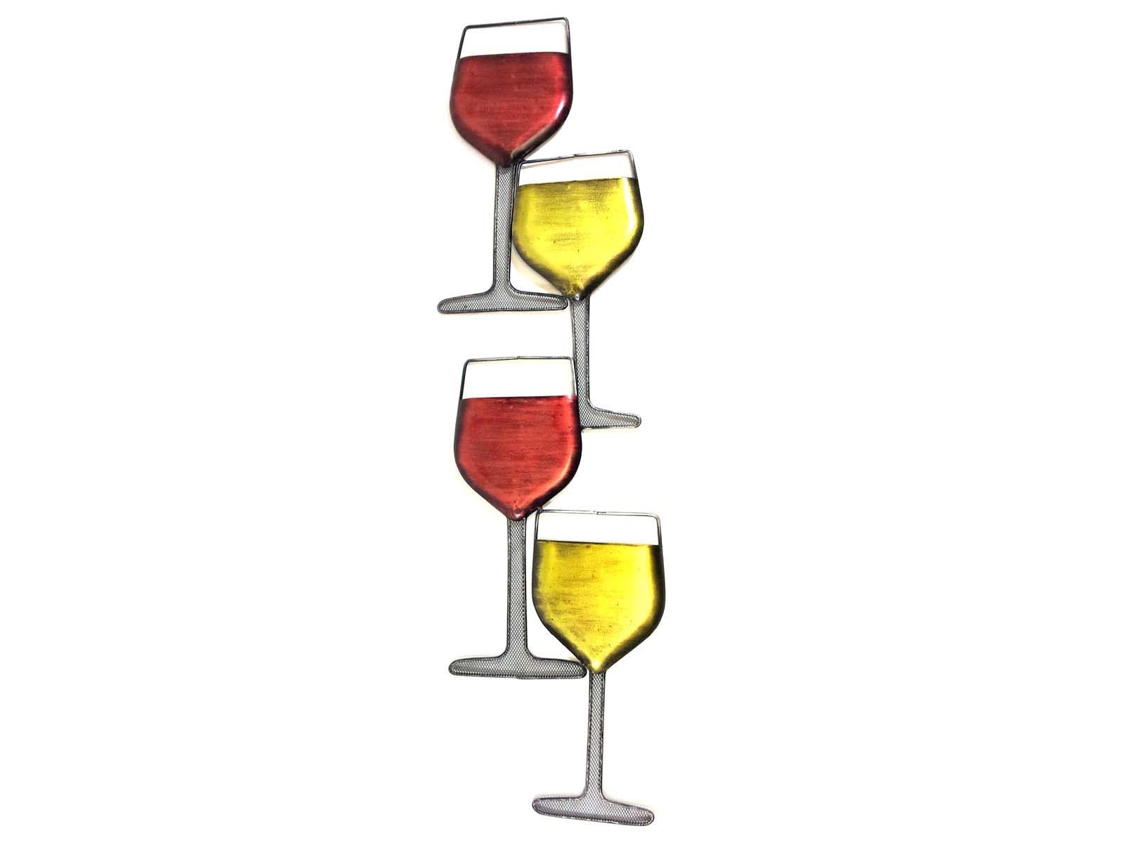 New - Contemporary Metal Wall Art Decor Sculpture - Wine Glass Tower