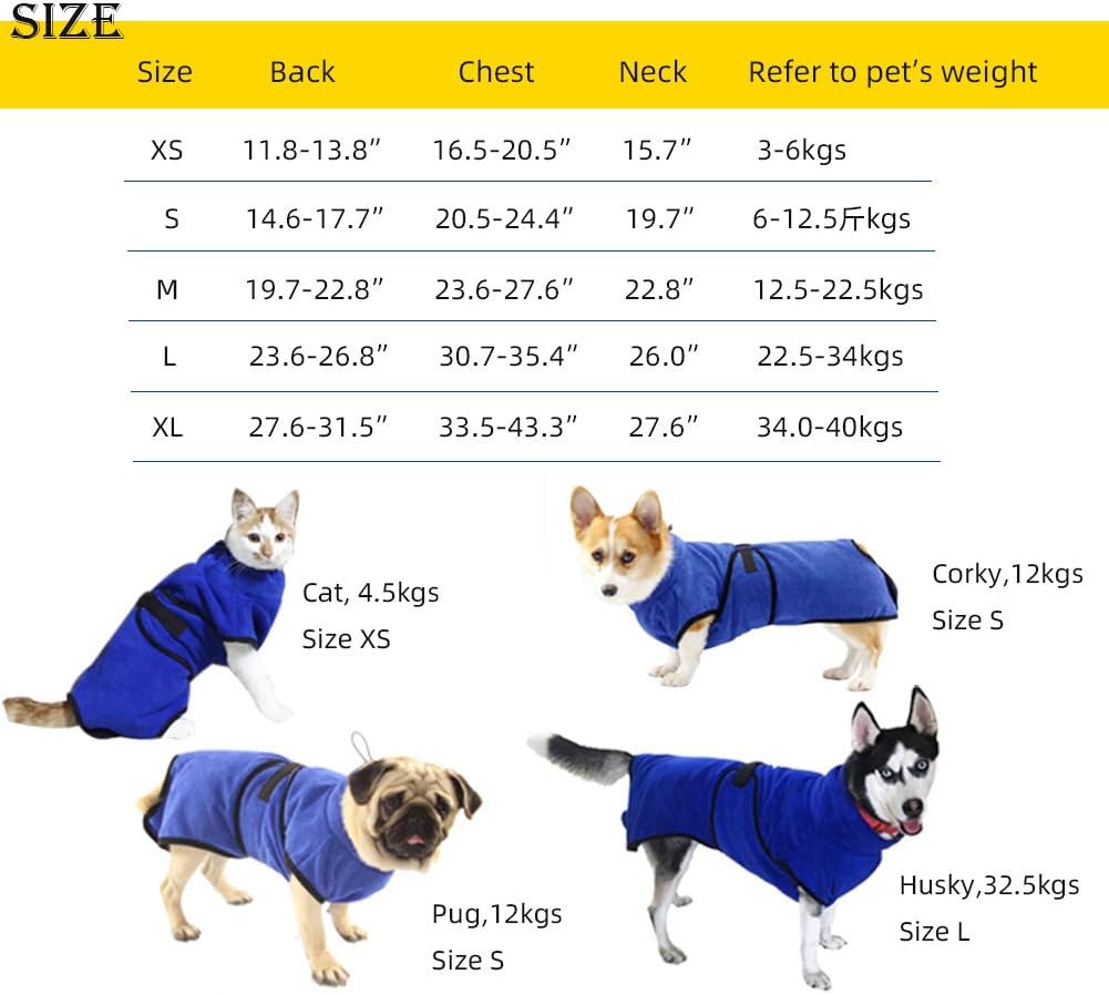 BbearT® Dog Bathrobe Microfiber Pet Bath Towels Super Absorbent Quick Drying For Cleaning Cats,Small Dogs Medium Dogs Large Dogs (L: Back Length-60cm - Image 4