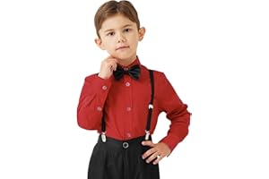 QBK 9 Month-16Y Boys' Long Sleeve Button Down Toddler Dress Shirt Oxford Uniform Shirt with Chest Pocket