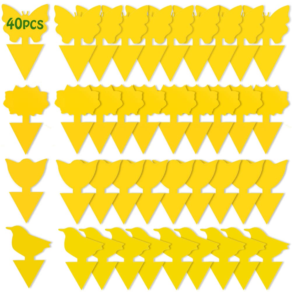 Fruit Fly Trap, Fruit Fly Killer Yellow Sticky Bug Insect Killer Double-sided Insect Catcher Sticky Bug Sticky Fruit Fly Killer for Houseplant Indoor and Outdoor (Yellow-4 shape)