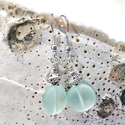 Aqua Sea Glass Earrings Beach Earrings Beach Jewelry Seafoam Earrings Sea Glass Jewelry Beach Glass Jewelry Ocean Earrings Sea Glass Dangle