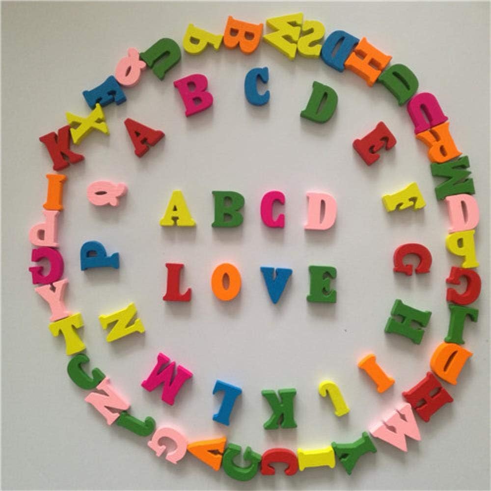 RICHANGCD 50Pcs Mixed Animals 2Hole Wooden Buttons For Scrapbooking Crafts DIY Baby Children Clothing Sewing Accessories Button Decoration,Alphabet