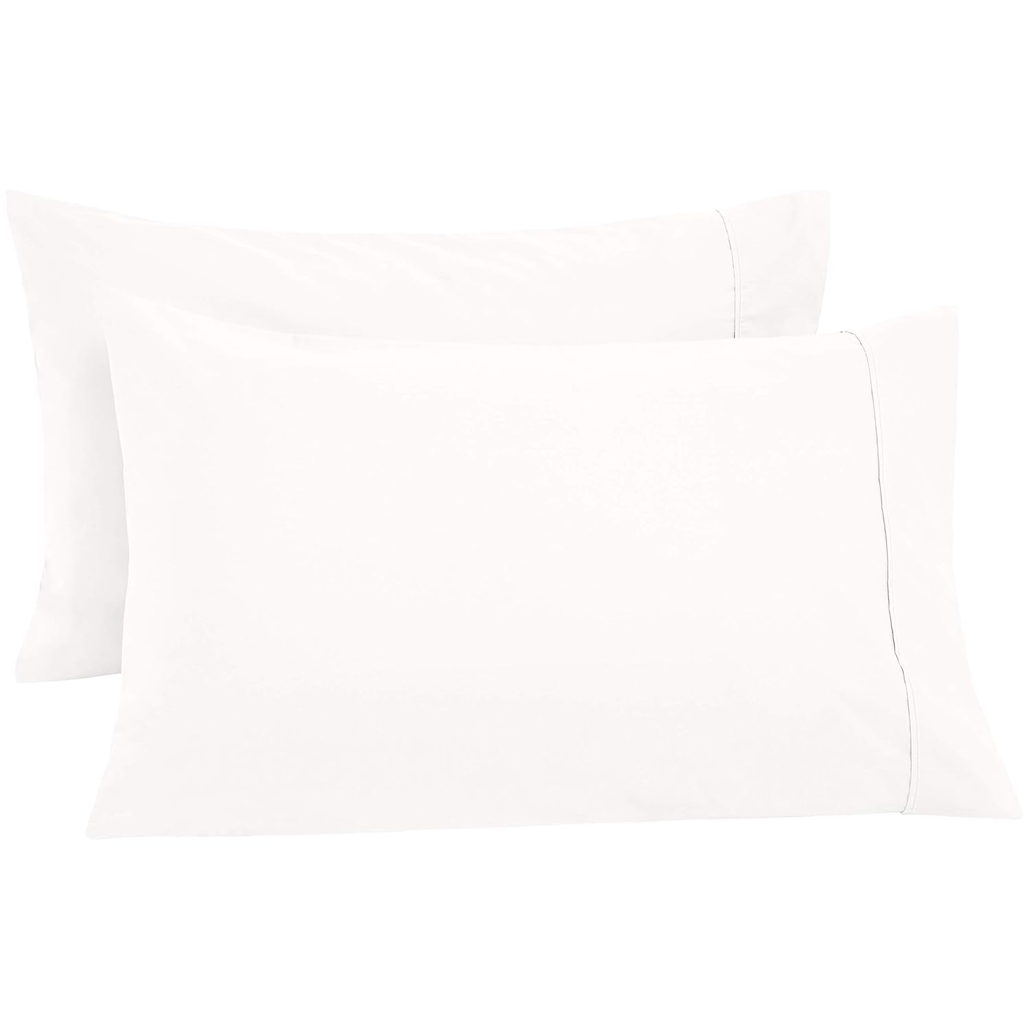 AmazonBasics Ultra-Soft Cotton Pillow Cases - King, Set of 2, White