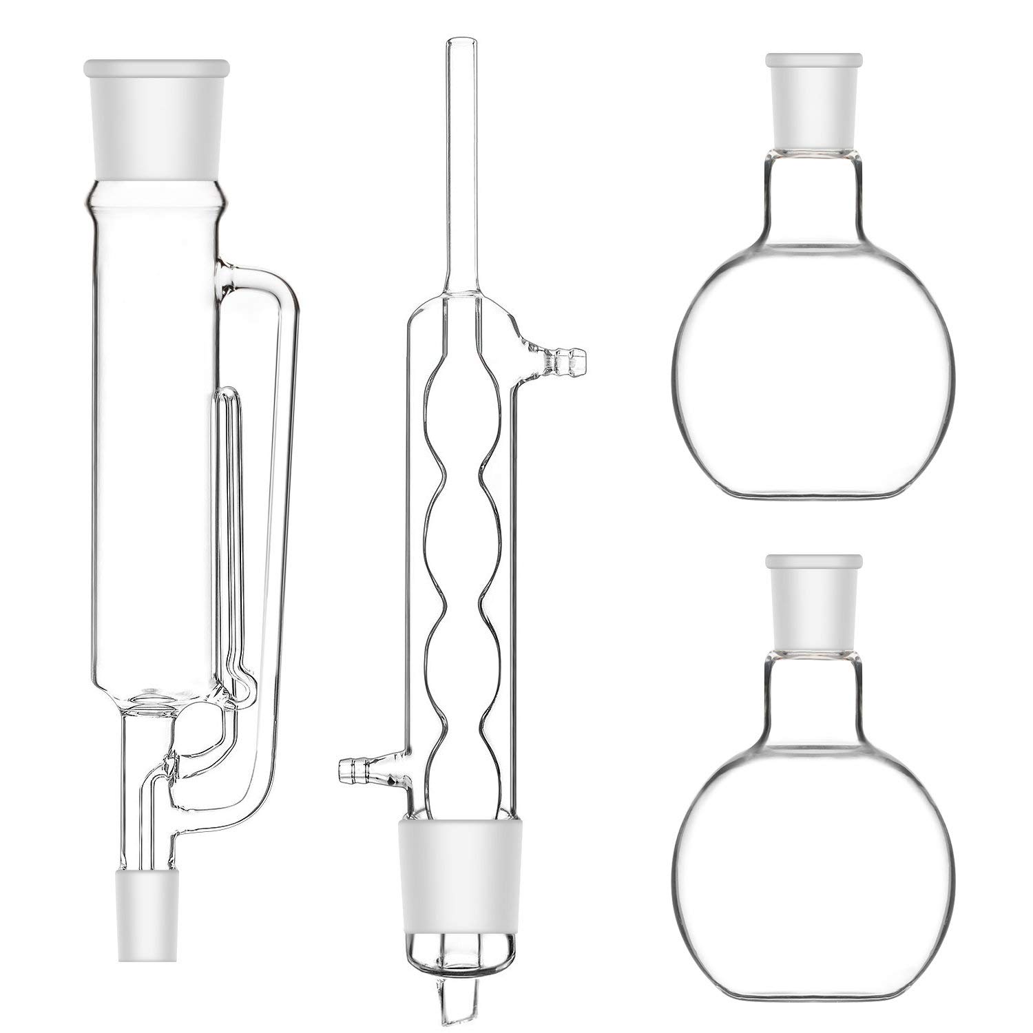 stonylab 500ml Soxhlet Type Extraction Apparatus, 24/29 Borosilicate Glass Soxhlet Extractor with Allihn Condenser and Two 500 ml Flat Bottom Flasks, Complete Unit