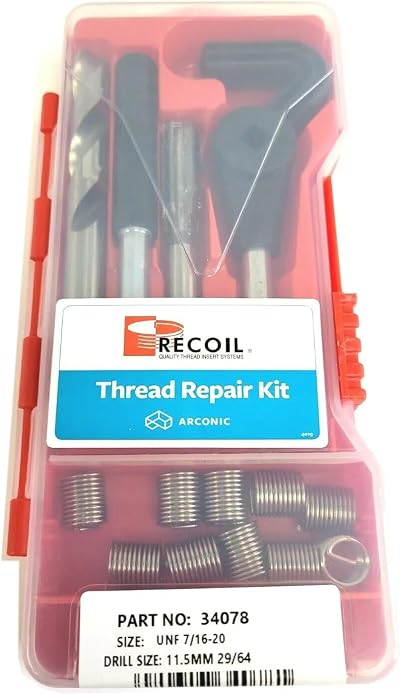Recoil 7/16 UNF x 20 TPI x 1.5" Stainless Steel Thread Insert Repair Kit