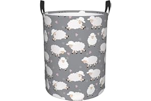 Gbuzozie Cute Sheep Gray Background Round Laundry Hamper Storage Basket Toys Clothes Organizer Bin For Home Bathroom Bedroom Dorm Nursery, 38l
