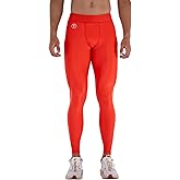 Kapow Meggings Shiny Performance Leggings - (Inferno - XL) Compression Pants for Men with Pockets