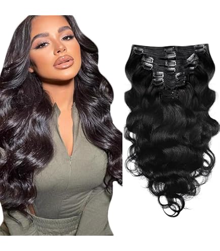 Human Hair Clip In Extensions 120g Body Wave 22 Inch 8 Piece Set Amazon.com : 22Inch Clip in Hair Extensions Real Human Hair  main image 4