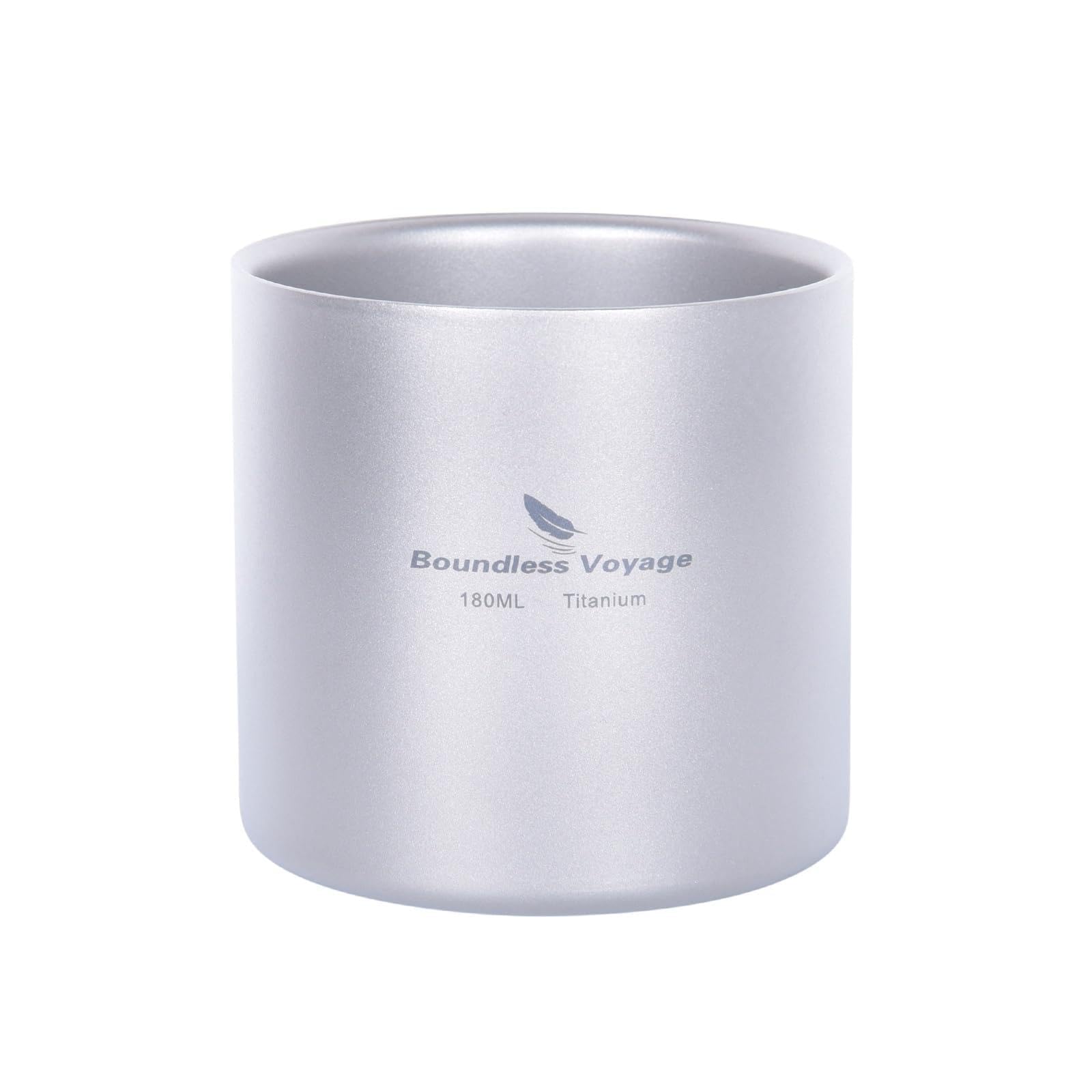 iBasingo Titanium Double-Walled Camping Mug Cup 180ml TA1 Ultralight 56g Insulated Metal Cup Druable Portable Sandblasted Travel Mug for Backpacking Hiking Picnic Daily Use Ti3028D