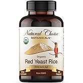 Natural Choice Botanicals Certified Organic Red Yeast Rice Supplement - 120 Capsules, 2 Month Supply