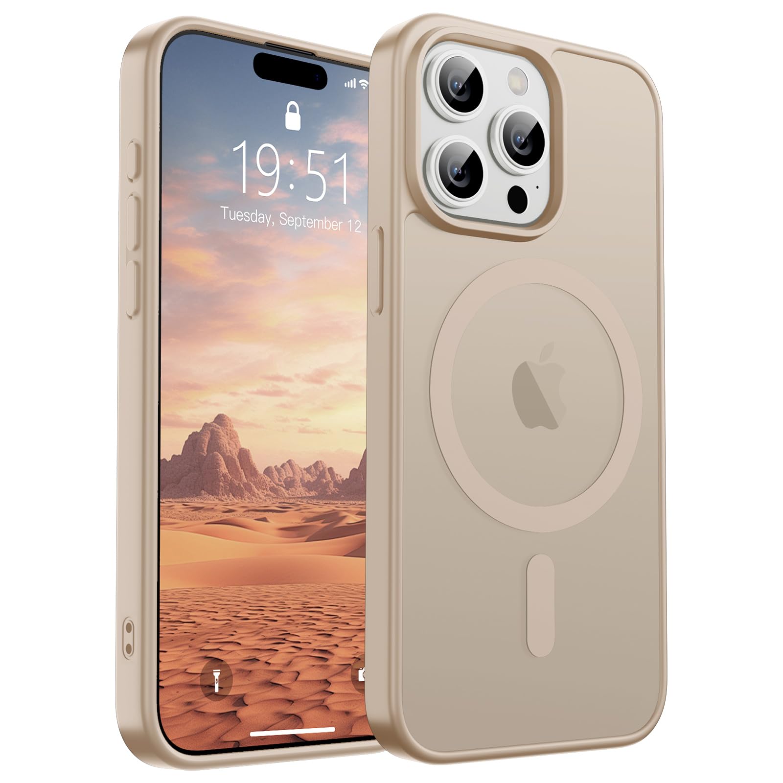 Photo 1 of SUPFINE Magnetic for iPhone 15 Pro Case(Compatible with MagSafe)(Military Grade Drop Protection) Slim Translucent Matte Shockproof with Anti-Fingerprint Phone Case,Desert Gold