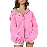 Dnzzs Womens Zip Up Hoodie Oversized Acid Wash Sweatshirts Heavyweight Fall Fashion Outfits Casual Jackets Winter Clothes
