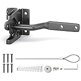 Automatic Self Locking Gate Latch for Wooden Fence Post Mount, Heavy Duty Fence Gate Lock with Screws Fasteners and Pull Stri